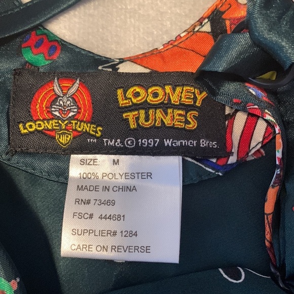 Vintage Looney Tunes hunter green size medium pajama slip dress Y2K Christmas - Picture 6 of 7